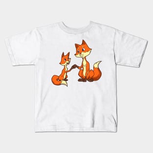 Father and son make fistbump - fox Kids T-Shirt